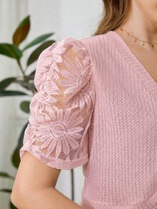 SHEIN Clasi 女款短款花瓣袖開襟短版優雅輕便夾克，適合婚禮新娘母親、畢業典禮、大學穿著，柔粉色，秋季 - 粉色 - 查看 4