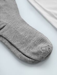 Softvol 两双日式薄纱中筒袜，黑、白、灰三色，Y2K风格，舒适保暖 - 彩色 - 查看 3