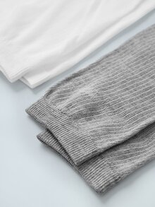 Softvol 两双日式薄纱中筒袜，黑、白、灰三色，Y2K风格，舒适保暖 - 彩色 - 查看 4