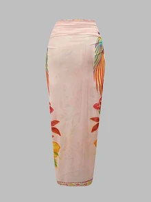 Swim Oasis South American Coconut Tree Pink Green Floral Placement Print Premium One-Piece Beach Vacation Suit For Women - Multicolor - View 5