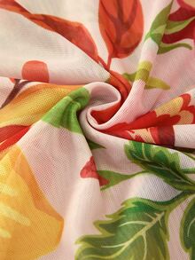 Swim Oasis South American Coconut Tree Pink Green Floral Placement Print Premium One-Piece Beach Vacation Suit For Women - Multicolor - View 10