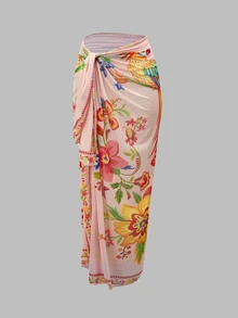 Swim Oasis South American Coconut Tree Pink Green Floral Placement Print Premium One-Piece Beach Vacation Suit For Women - Multicolor - View 7