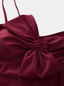 Swim Oasis 26SS Spring/Summer Solid Color Casual Sexy Vacation One-Piece Swimsuit For Women, Includes Cover-Up Skirt Beach Party Burgundy - Red - View 10