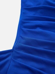 Nuvra Women's Royal Blue Summer Elegant Party Night Backless Midi Dress, Spaghetti Strap Slit Thigh Built In Bra Sculpted Silhouette Bodycon Maxi Dress - Royal Blue - View 12