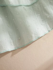 Elladie kids 2件套女童夏季新款碎花领喇叭袖露背瀑布式上衣搭配荷叶边半裙白色套装，简约优雅可爱甜美，适合休闲、派对、居家穿着。 - 綠色 - 查看 8