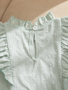 Elladie kids 2件套女童夏季新款碎花领喇叭袖露背瀑布式上衣搭配荷叶边半裙白色套装，简约优雅可爱甜美，适合休闲、派对、居家穿着。 - 綠色 - 查看 7
