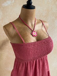 Soleia Casual Summer Cami Dress With Ruffled Hem - Rusty Rose - View 5
