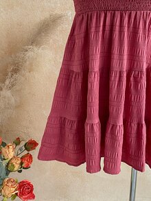 Soleia Casual Summer Cami Dress With Ruffled Hem - Rusty Rose - View 3