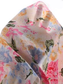 SHEIN Elladie kids 女童甜美碎花泡泡袖洋裝，附可拆式蝴蝶結，休閒公主仙女風婚禮穿著，7歲生日夏季婚禮禮服 - 粉色 - 查看 6