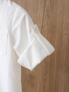 SHEIN 男嬰阿拉伯式 Dishdasha 伊斯蘭全白長袍 Kaftan 禮服，Al-Adha 莊重優雅套裝，秋季婚禮節日派對服飾，3M-3T 穆斯林 Kurta - 白色 - 查看 7