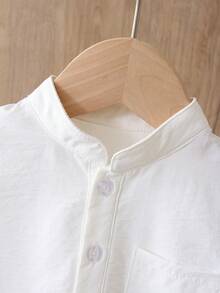 SHEIN 男嬰阿拉伯式 Dishdasha 伊斯蘭全白長袍 Kaftan 禮服，Al-Adha 莊重優雅套裝，秋季婚禮節日派對服飾，3M-3T 穆斯林 Kurta - 白色 - 查看 6