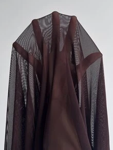 Privoire Fashionable Elegant V-Neck Halter Brown Asymmetric Vacation Style Dress For Women - Brown - View 7