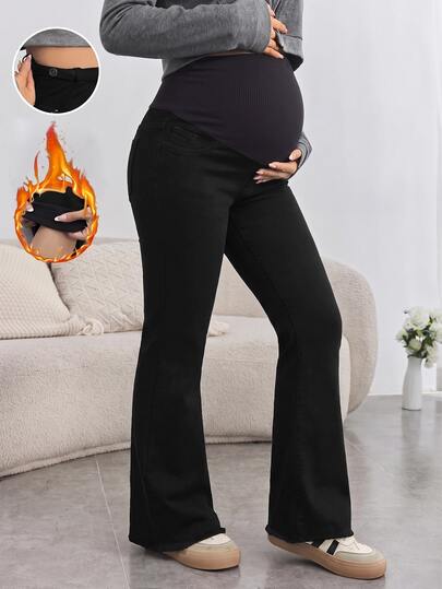 SHEIN Women's High Waist Flare Casual Versatile Jeans Fall/Winter Elegant Vacation Formal Business Festival Ceremony Black