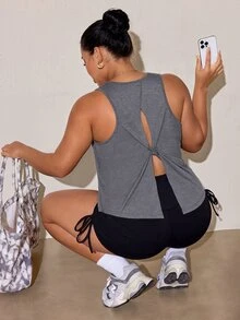 SHEIN Rhythm Era Plus Size Minimalist Versatile Street Sports Tank Top For Running And Fitness - Grey - View 1