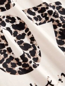 Tween Girl Tween Girl Tween Girl Sporty Casual Knit Leopard Print & Number Graphic Long Sleeve Top With Leopard Print Leggings Set - Multicolor - View 3