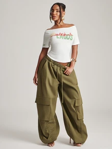 NYA SZN Top Color Block Short Sleeve Ribbed Knit Trim Printed Graphic Tee Lagos Center Of Excellence Oversized Streetwear Y2k Casual Chic White Summer Fall - Apricot - View 5