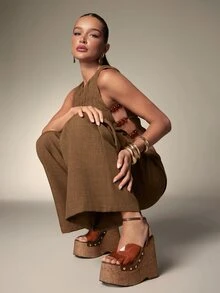 Hauture Women Platforms & Wedge Sandals - Coffee Brown - View 2