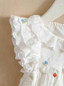 SHEIN Vintaside Kids Baby Girls' Cute Ruffle Collar Bodysuit, Summer Lightweight Bodysuit - Apricot - View 7