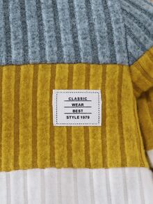 SHEIN Playful Pals Long Sleeve Baby Boy Colorblock Patchwork Top And Pants Set Beach Holiday Light Grey Autumn Casual Classy, School - Multicolor - View 7