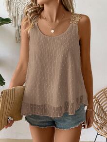 EMERY ROSE Áo ba lỗ không tay đơn giản tối giản dành cho nữ - Màu Khaki - Xem 6