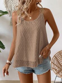 EMERY ROSE Áo ba lỗ không tay đơn giản tối giản dành cho nữ - Màu Khaki - Xem 4