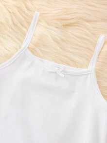 SHEIN 5件組少女休閒牛奶絲面料簡約蝴蝶結背心，舒適且適合秋季外穿 - 白色 - 查看 4