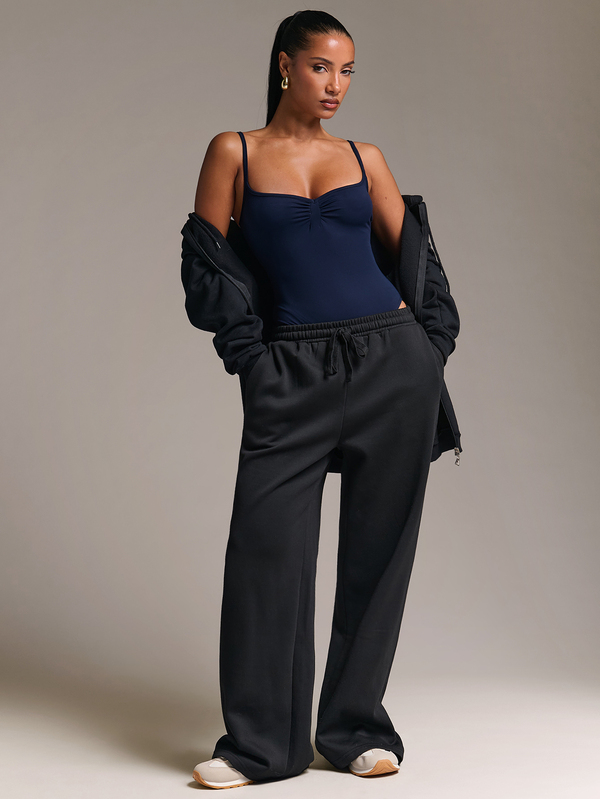 SHEIN BAE Basic Navy Blue Camisole Bodysuit,Casual Blouses For Women,Basic Tops,Blue Top, Going Out Tops