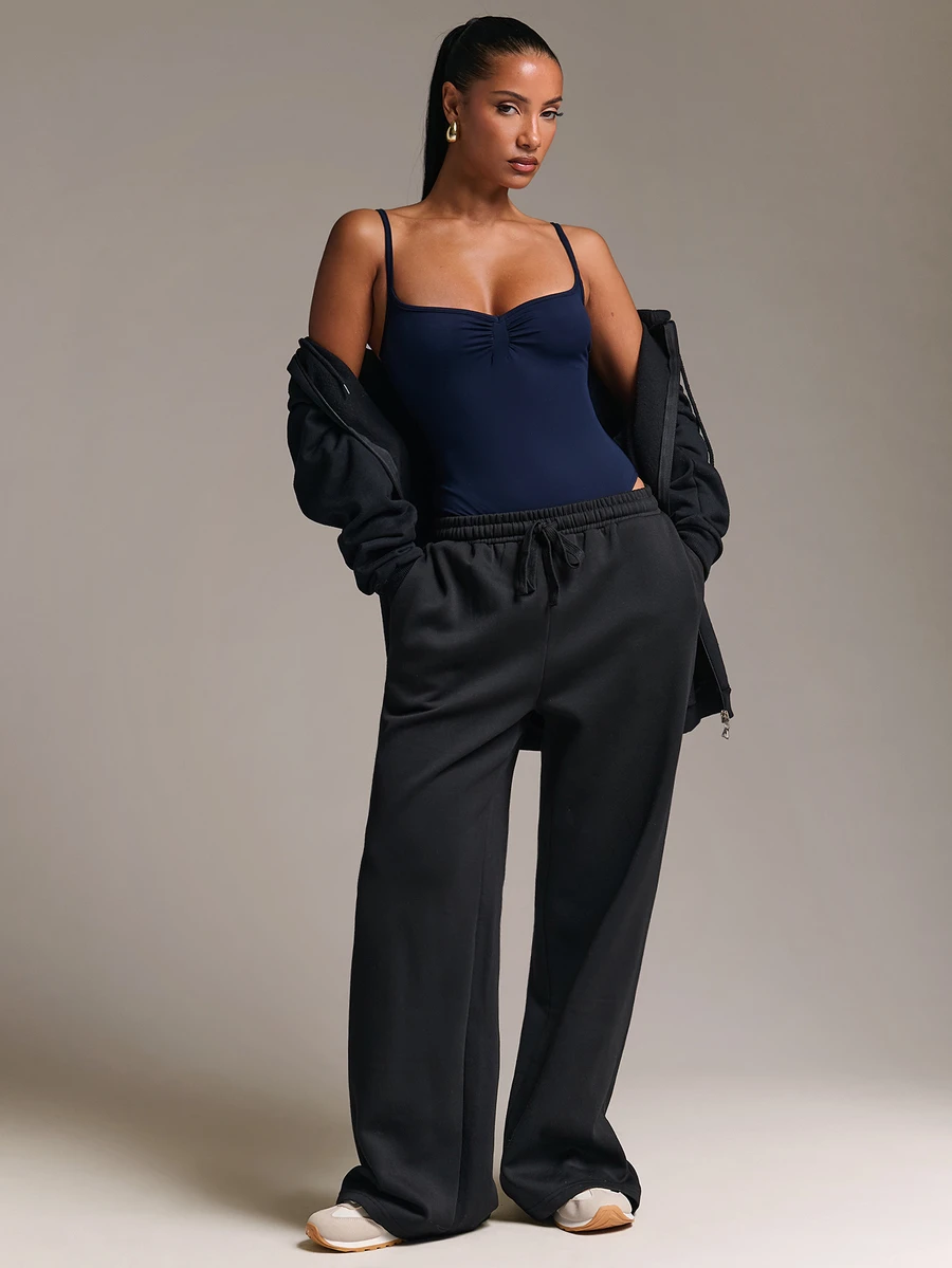 SHEIN BAE Basic Navy Blue Camisole Bodysuit,Casual Blouses For Women,Basic Tops,Blue Top, Going Out Tops - Navy Blue - View 1