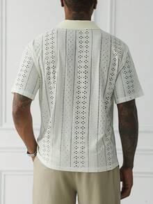 Manfinity Homme Men's Solid Color Casual Versatile Commuting Short Sleeve Polo Shirt,The Best Gift For Your Boyfriend Or Husband. - Beige - View 3