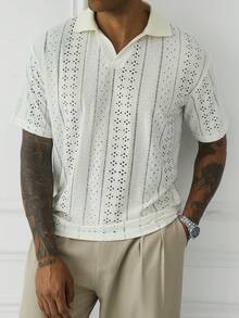 Manfinity Homme Men's Solid Color Casual Versatile Commuting Short Sleeve Polo Shirt,The Best Gift For Your Boyfriend Or Husband. - Beige - View 1