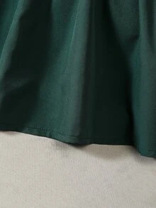 SHEIN 青少年女孩蝴蝶結飛袖T恤套裝，度假、返校、夏季、假日穿搭，80年代家庭風，祖母綠與白色 - 綠色 - 查看 9