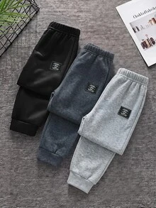 SHEIN 兒童小男孩休閒簡約樹紋圓領短袖T恤與短褲2件套，適合春、夏、秋季 - 彩色 - 查看 3