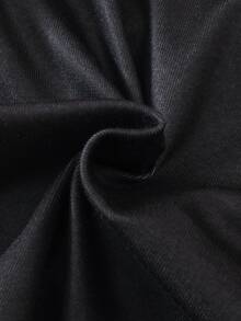 SHEIN 大童男孩卡通字母圖案對比包邊短袖上衣與長褲睡衣套裝 - 黑色 - 查看 4