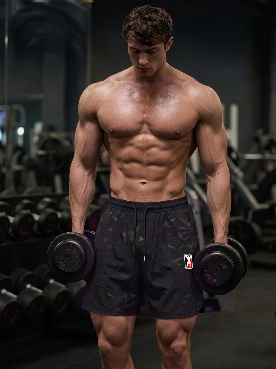 Gym Rark Men's Graphic Patched Drawstring Waist Pocketed Summer Sports Shorts Comfortable Breathable Baggy For Workout Gym Shorts, Lightweight - Multicolor - View 1