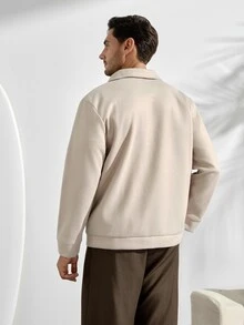 VeloEdit Men's Long Sleeve Flap Pocket Summer Casual Jacket, Fall - Apricot - View 3