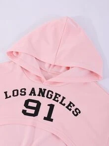 SHEIN 青少年女孩秋季套裝 3件組圓領迷彩圖案衛衣上衣、細肩帶背心與抽繩下擺休閒長褲 - 粉色 - 查看 3