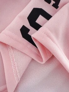 SHEIN 青少年女孩秋季套裝 3件組圓領迷彩圖案衛衣上衣、細肩帶背心與抽繩下擺休閒長褲 - 粉色 - 查看 4
