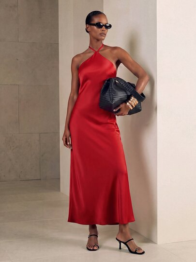 Aveloria Modichic Ladies' Backless Halter Neck Tie Strap Dress Holiday Party Birthday Formal Occassion Dress 