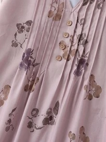 Rusticease Women's Floral Print Casual Matching Decent Daily Wear Formal Family Vacation Shirt Mother Of The Groom Mother Of The Bride Summer Grey And Pink - Khaki - View 7