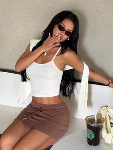 SHEIN Dewbera 女款瑜伽運動內衣，修身短版背心，適合跑步、健身房及各種健身活動 - Butter Yellow - 查看 7