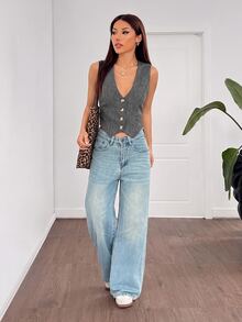 SHEIN EZwear 女款夏季新款灰色編織薄款西裝外套 / 教師節商務辦公休閒風 - 深灰色 - 查看 4