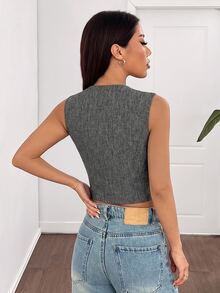 SHEIN EZwear 女款夏季新款灰色編織薄款西裝外套 / 教師節商務辦公休閒風 - 深灰色 - 查看 2
