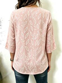 EMERY ROSE Women's V-Neck Fashion Casual Vacation Shirt Fall - Multicolor - View 3