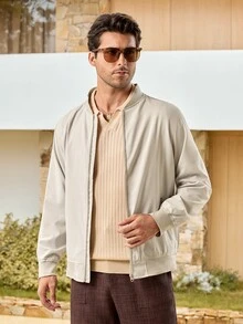 Mercer Haus MADHERO Men's Lightweight Slim Fit Softshell Windbreaker Jacket, Autumn - Light Grey - View 1