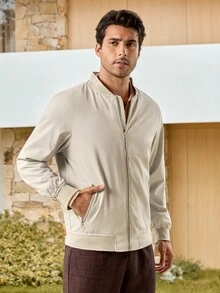 Mercer Haus MADHERO Men's Lightweight Slim Fit Softshell Windbreaker Jacket, Autumn - Light Grey - View 5