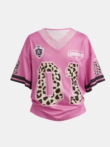 Tween Girl Casual Daily Street Fashion Lace Loose T-Shirt Top - Pink - View 6