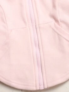 SHEIN Young Girl Young Girl Young Girl Young Girl Fashion Casual Knit Solid Color Hooded Jacket Set - Pink - View 5