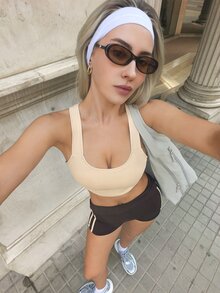 Gameset SHEIN Sport Women's Solid Color Casual Daily Sports Bra - Apricot - View 7
