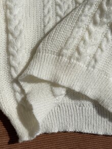 SHEIN Pull blanc à torsades pour filles, Top décontracté et stylé à manches longues, doux pour l'automne et l'hiver, pour la rentrée, Noël, Halloween, les voyages et le quotidien - Blanc - Voir 8