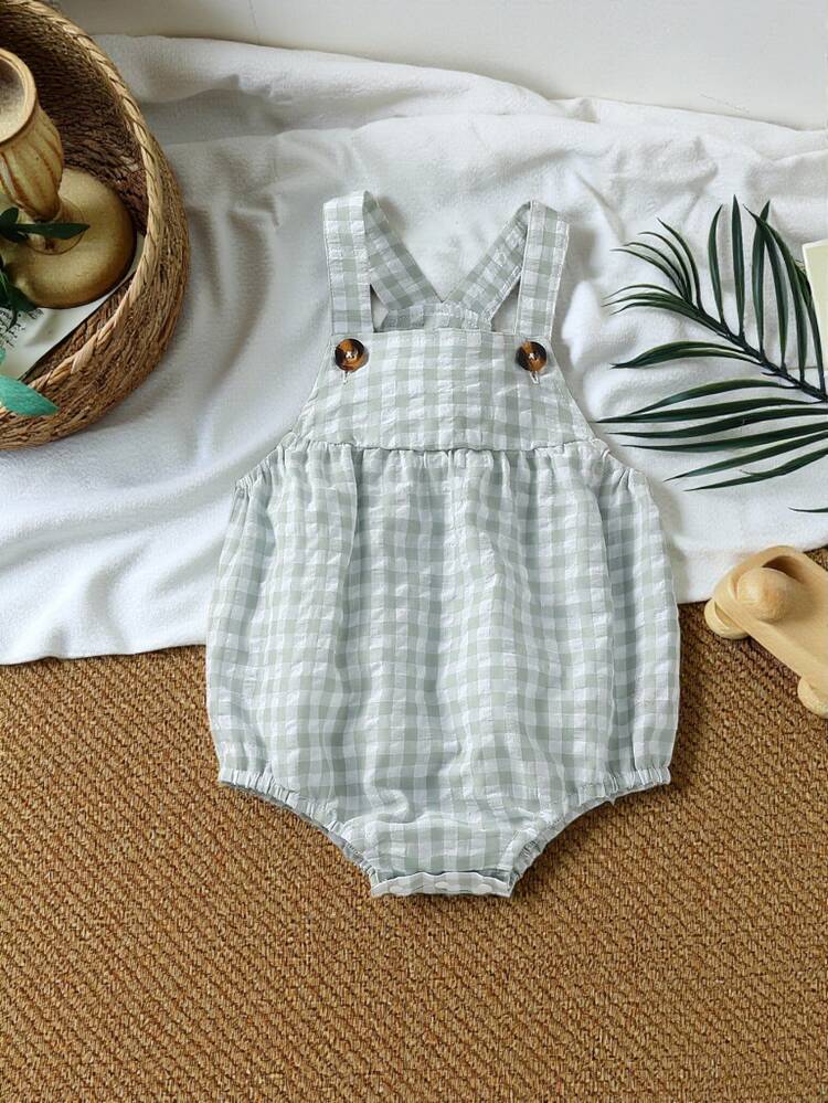 SHEIN Vintaside Kids Baby Boy Bodysuit, Casual Cute Fashionable Bodysuit - Green - View 9